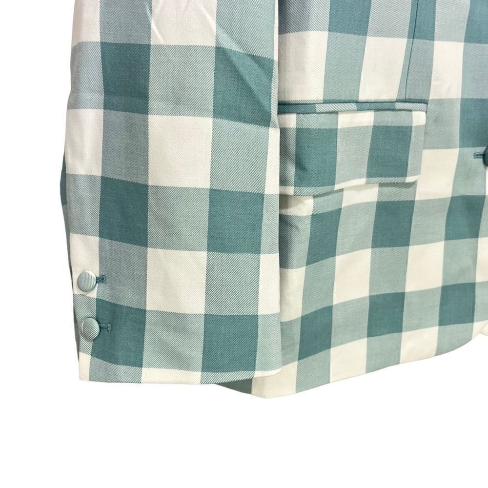 NEW Maeve Anthropologie Gingham Blazer Moss Large - Picture 5 of 9